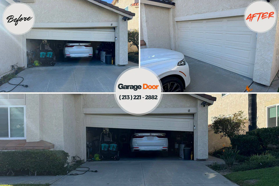 Before and after: garage door repair Harrah, OK